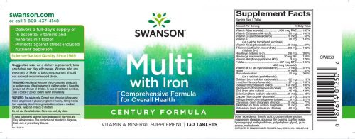 Swanson Just One Complete Multi with Iron (Multivitamin vassal) 130db tabl.