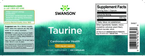 Swanson Taurine 500mg 100 kapszula