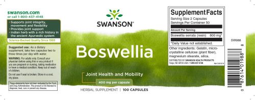 Swanson Boswellia 400mg 100 kapszula