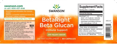 Swanson Beta Glucan 250mg 60 kapszula