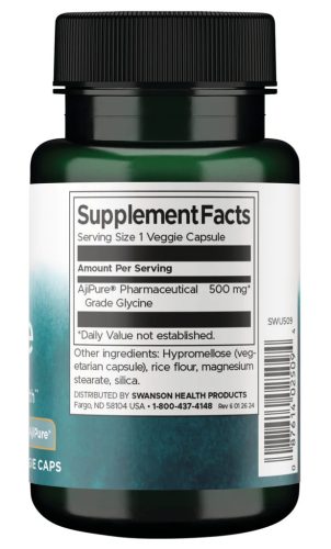 Swanson Glicin 500mg 60 kapszula AjiPure gyógyszer minőségű glicin