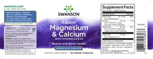 Swanson Magnézium & Kálcium + D3&K2 90 növényi kapszula