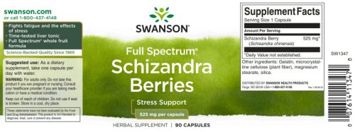 Swanson Schizandra berries 525mg 90db kapszula Életbogyó, Kínai kúszómagnólia