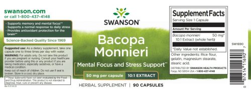 Swanson Bacopa Monnieri 50mg 90 kapszula (10:1 kivonat)