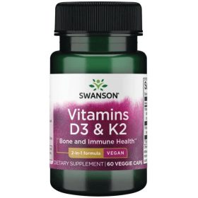   Swanson VITAMINS D3+K2 60 kapszula 50mcg (2000NE) D3 + 75mcg K2