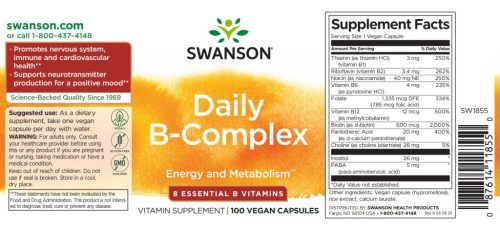 Swanson Daily B-Complex 100 kapszula 8 féle B vitamin napi adagja