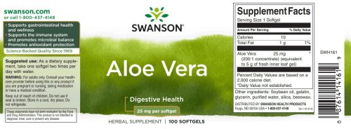 Swanson Aloe Vera 25mg 100 kapszula