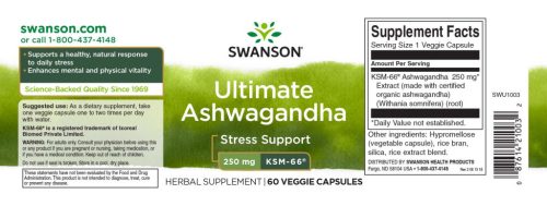 Swanson Ultimate Ashwagandha 250mg 60 kapszula (KSM-66® kivonat)