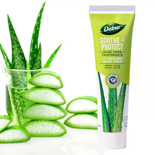 Dabur Soothe + Protect Aloe Vera fogkrém 100ml fluormentes, organikus