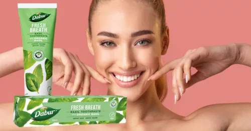 Dabur Fresh Breath Basil fogkrém 100ml fluormentes, organikus