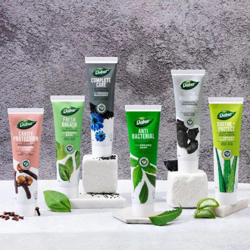 Dabur Teeth Whitening Charcoal fogkrém 100ml fluormentes, organikus