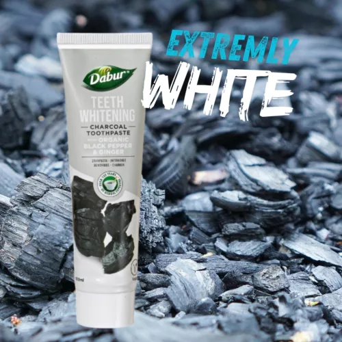 Dabur Teeth Whitening Charcoal fogkrém 100ml fluormentes, organikus