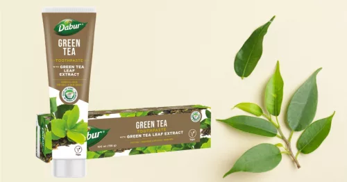 Dabur Green Tea fogkrém 100ml zöldtea levél kivonattal, fluormentes, organikus