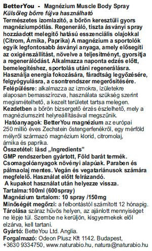 BetterYou Magnézium Muscle Body spray 100ml