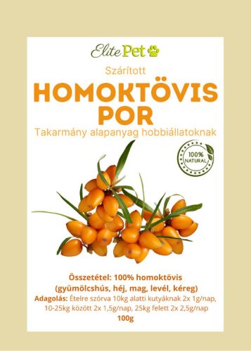 Elite Pet Homoktövis por 100g 100% (gyümölcshús, héj, mag, levél, kéreg)