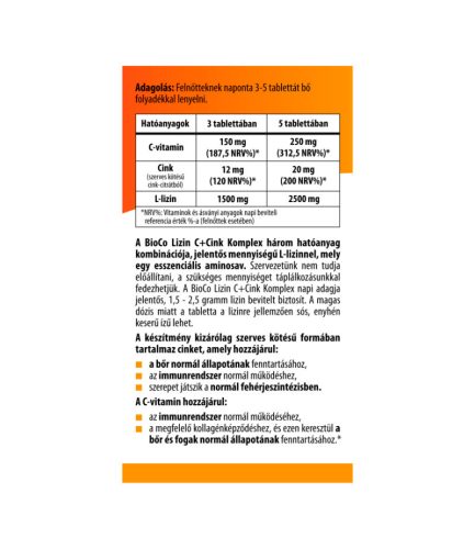 BioCo Lizin C+Cink komplex megapack 100 tabletta