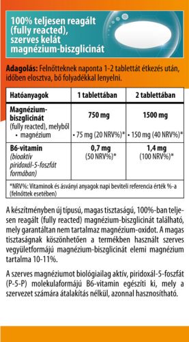 BioCo Magnézium-biszglicinát + B6 vitamin 90db tabletta