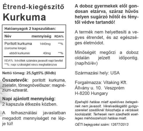 Vitaking Kurkuma 700mg (60) kapszula