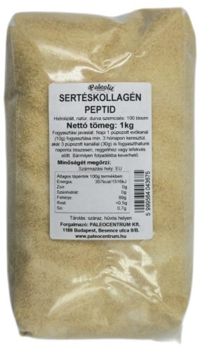 Paleolit Sertéskollagén 1kg durva szemcsés, sárga színű