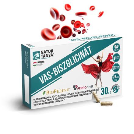 Natur Tanya® Vas-biszglicinát 30db kapsz BioPerine® fekete bors kivonattal