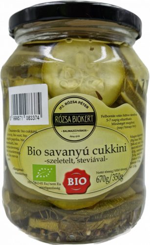 BIO Savanyú cukkini 670g Rózsa Biokert szeletelt, steviával