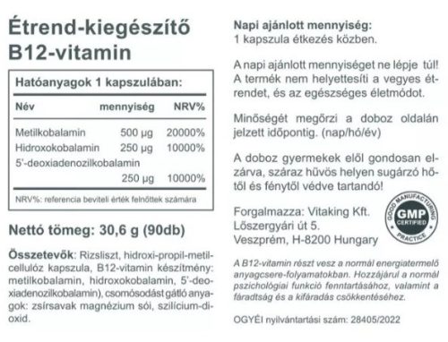 Vitaking B12 vitamin 1000mcg (90) kapszula