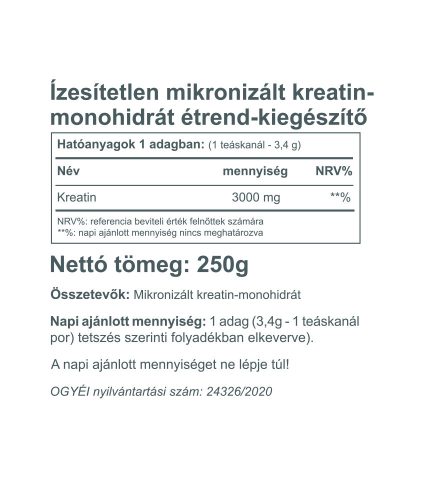 Vitaking Creatine por 250g (mikronizált kreatin-monohidrát)