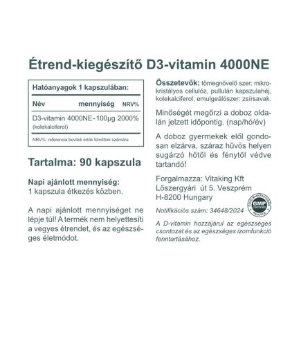 Vitaking D3-vitamin 4000NE (90) kapszula