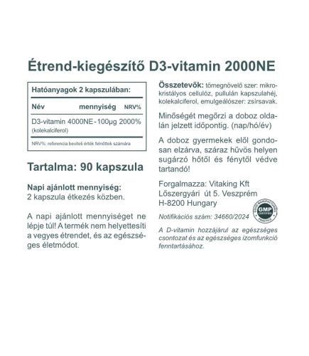 Vitaking D3-vitamin 2000NE (90) kapszula