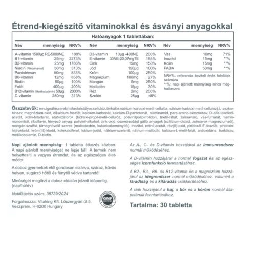 Vitaking Mega1 multivitamin (30) tabletta