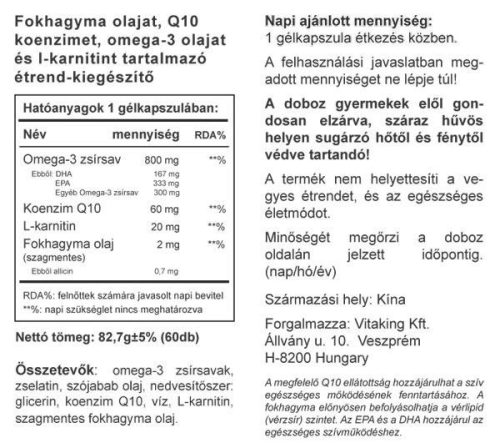Vitaking Cardiolic (60) lágykapszula Halolaj + Q10 + L-karnitin + Fokhagyma