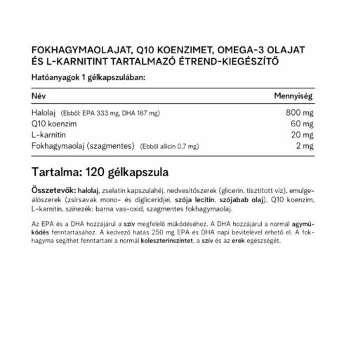Vitaking Cardiolic (120) gélkapszula Halolaj + Q10 + L-karnitin + Fokhagyma