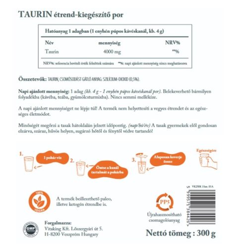 Vitaking Taurin por 300g (natúr, vegán) doypack