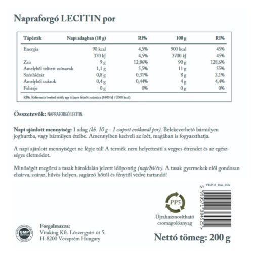 Vitaking Napraforgó Lecitin por 200g doypack
