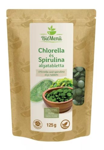 BIO Chlorella és spirulina alga tabletta 125g BioMenü