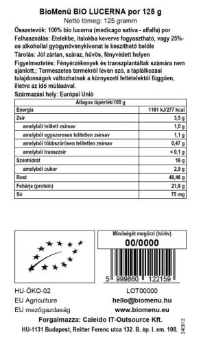 BioMenü BIO Lucerna por 125g