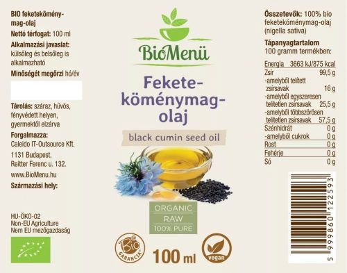 BioMenü BIO Feketeköménymag-olaj 100ml