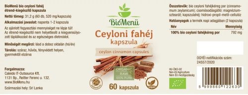BioMenü BIO Ceyloni fahéj kapszula 60db