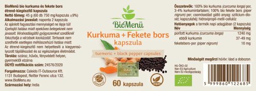 BioMenü BIO Kurkuma+fekete bors kapszula 60db