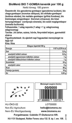 BioMenü BIO 7-gomba keverék por 100g