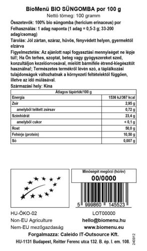 BioMenü BIO Süngomba por 100g