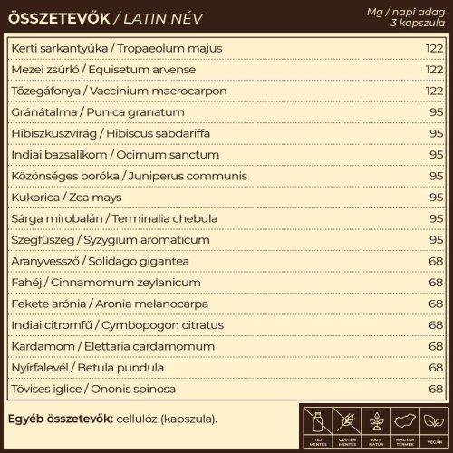 Myrobalan UriDag hólyaghurut elleni 60db gyógynövény komplex kapszula