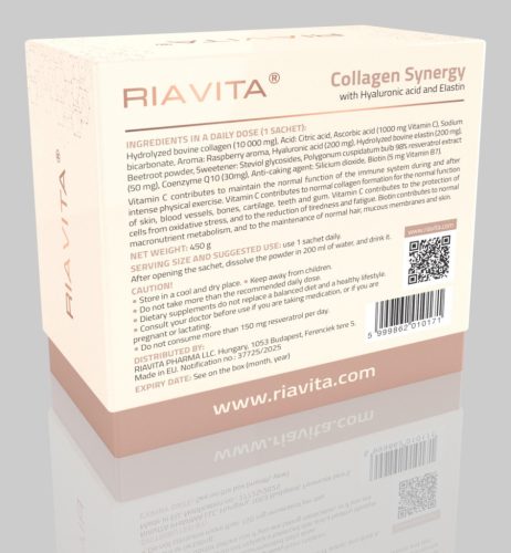 RIAVITA Collagen Synergy 450g - 30 tasak hialuronsavval és elasztinnal