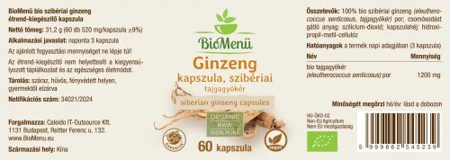 BioMenü BIO Ginzeng kapszula szibériai 60db