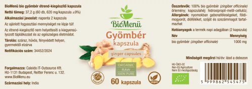 BioMenü BIO Gyömbér kapszula 60db
