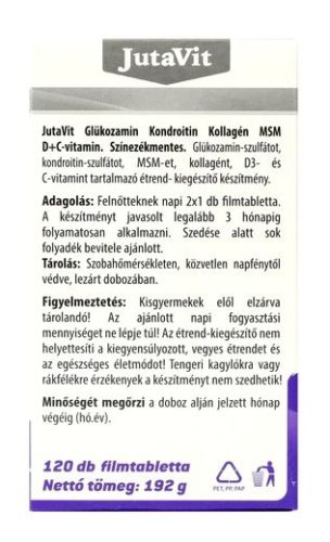 JutaVit Glükozamin-Kondroitin-Kollagén- MSM + D + C-vitamin 120db filmtabletta