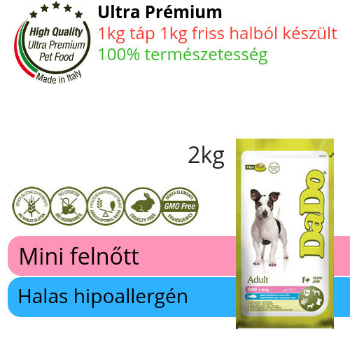 DaDo Adult Mini Breed Fish & Rice 2kg halas mini felnőtt kutyatáp