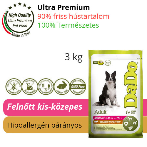 DaDo Adult Medium Breed Lamb & Rice 3kg bárányos közepestestű felnőtt kutyatáp