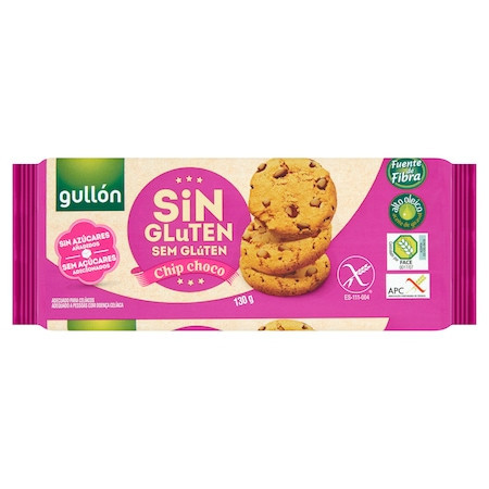 Gullon Chip Choco gluténmentes vegán keksz (hozzáadott cukormentes) 130 gr