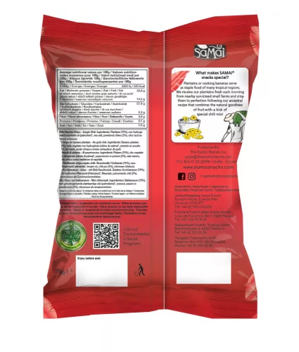 SAMAI Plantain chips csípős chilli 75g főzőbanán Jungle Chili